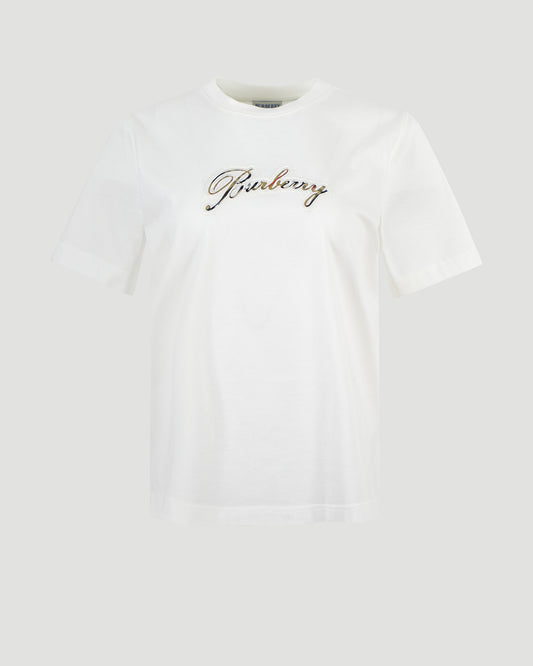 Check Cursive Logo Cotton T-shirt