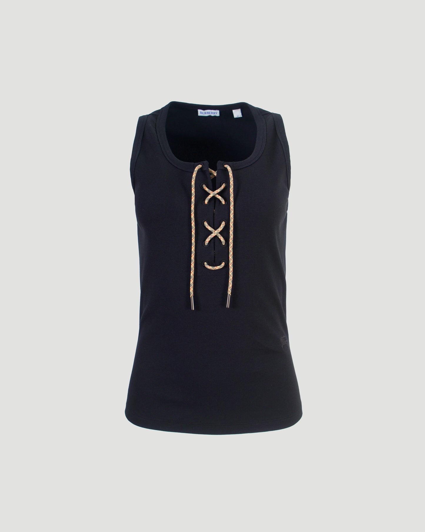 Check Trim Cotton Blend Tank Top
