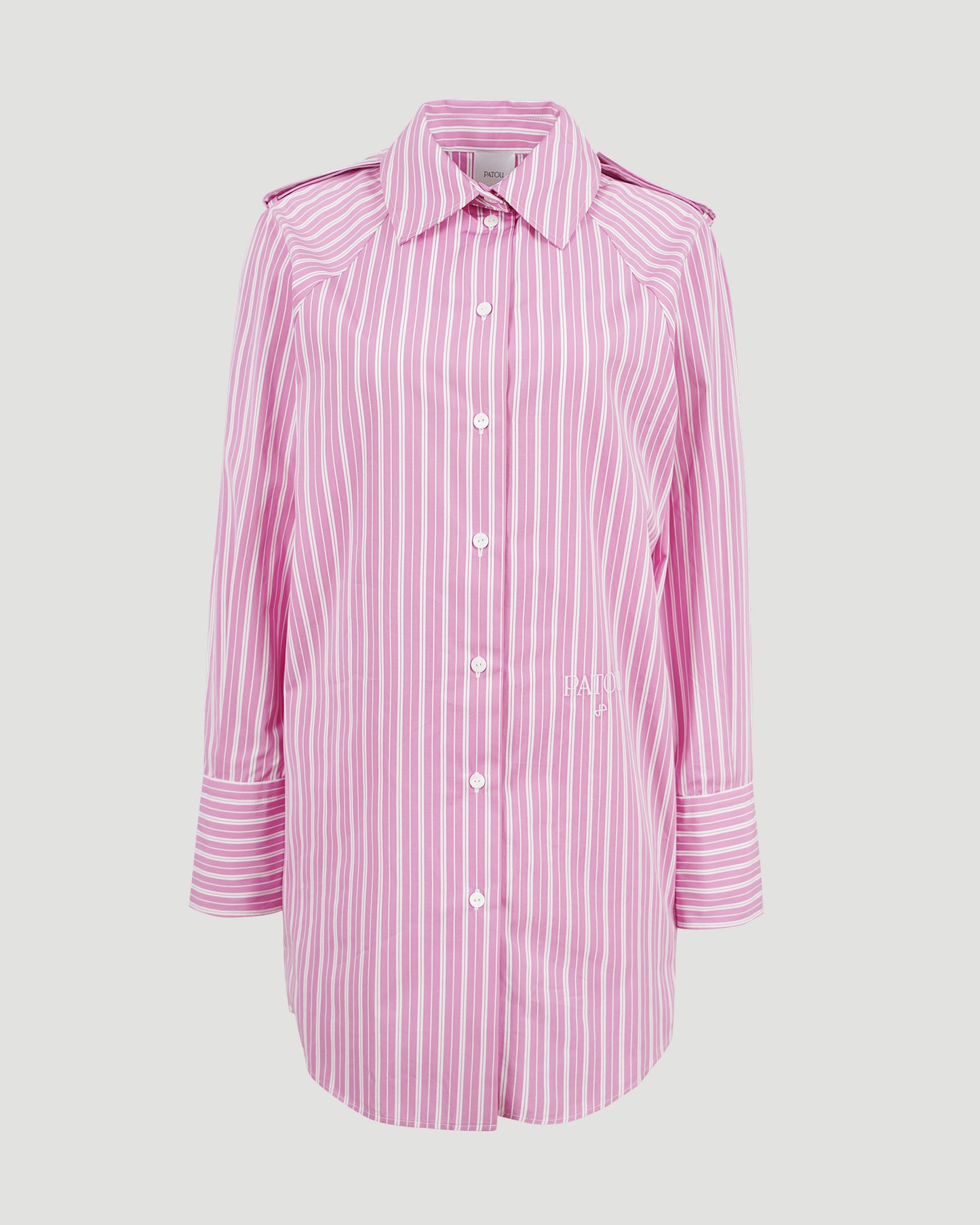 STRIPED SHIRT DRESS IN PINK