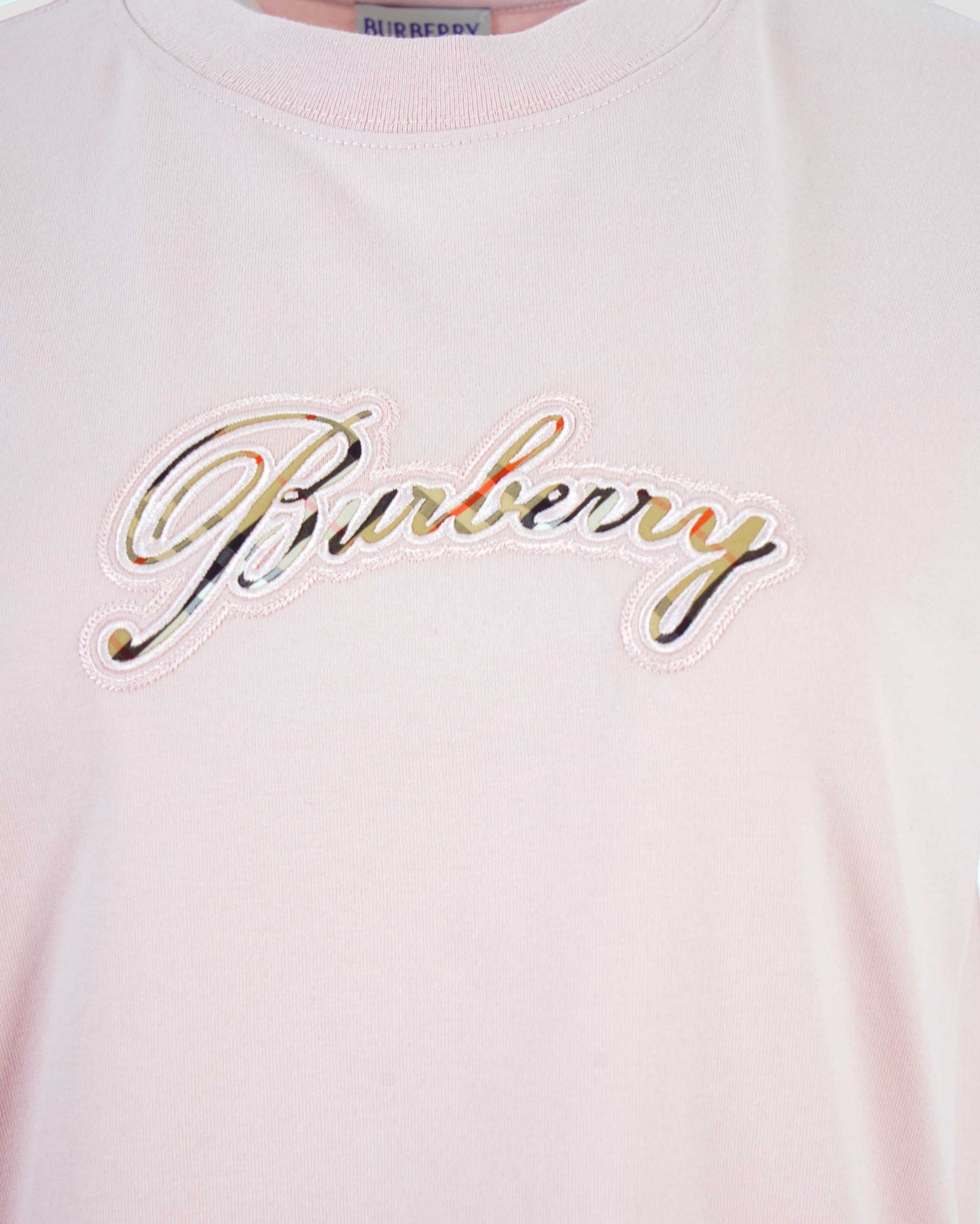 Check Cursive Logo Cotton T-Shirt