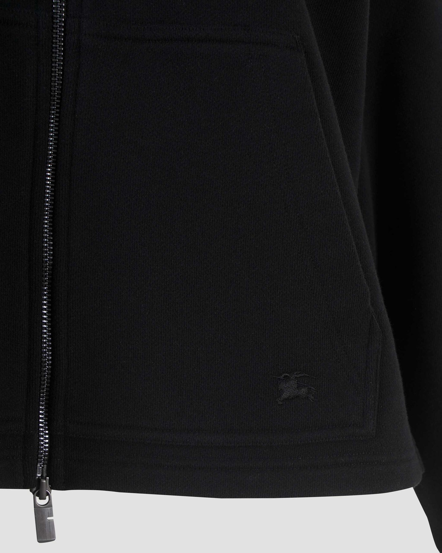 Check Trim Cotton Zip Hoodie