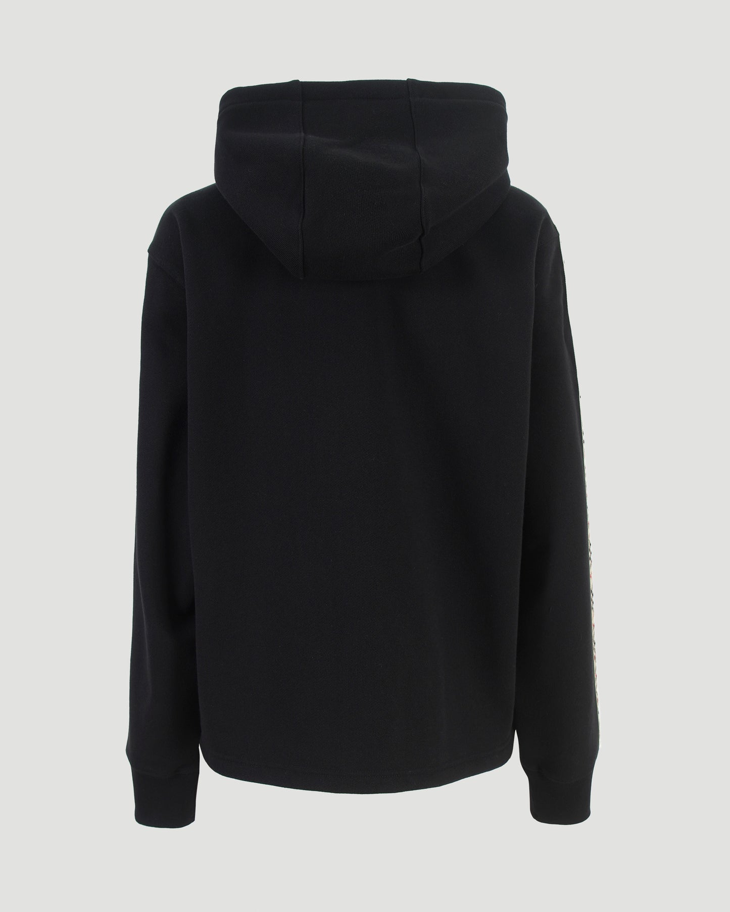 Check Trim Cotton Zip Hoodie