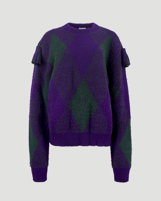 Diamond-pattern wool jumper