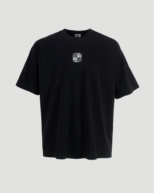 Black Biker Cross Logo T-Shirt