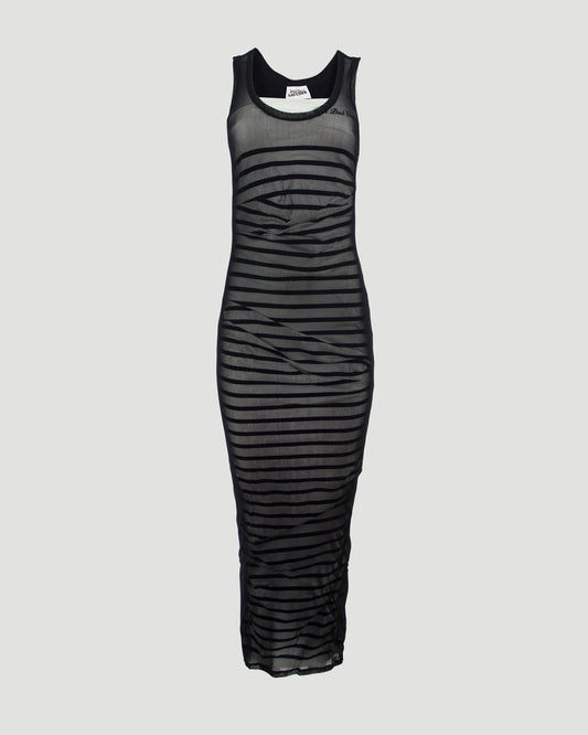 The Ribbed Marinière Double Layer Long Dress