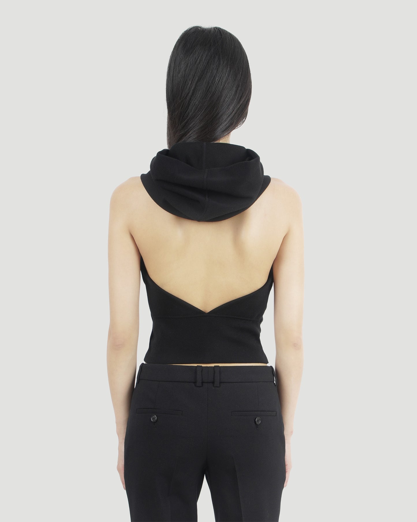 BLACK CROPPED HOODED TOP