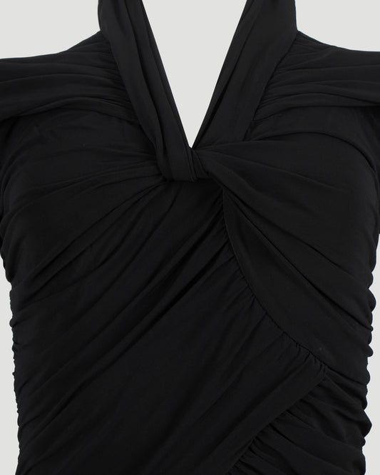 Draped Jersey Dress in Black