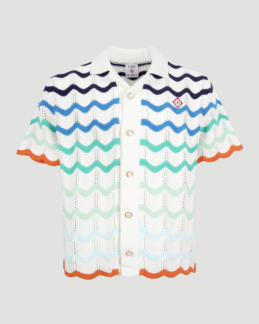 Gradient Wave Crochet Shirt