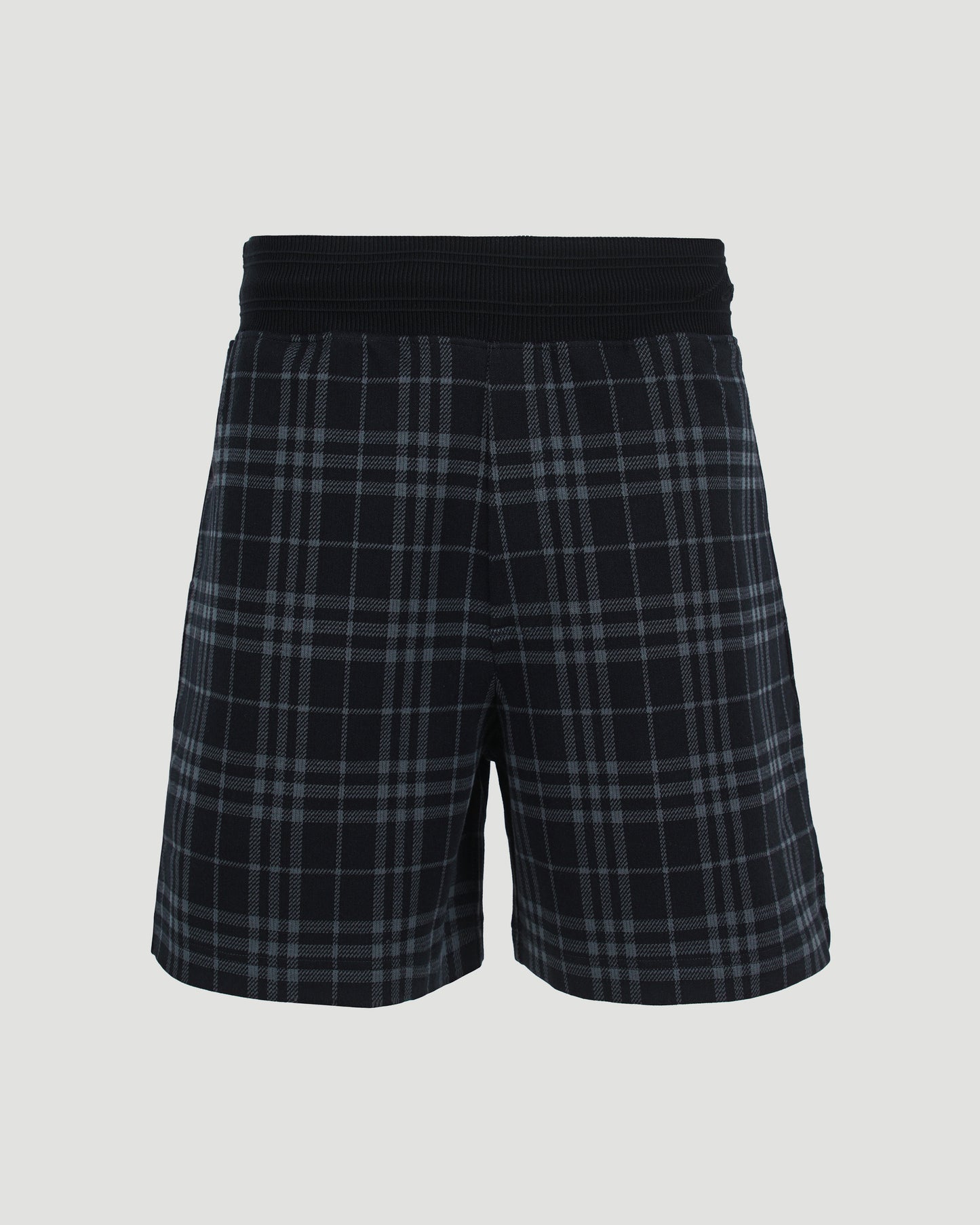 Check Stretch Cotton Blend Shorts in Ink