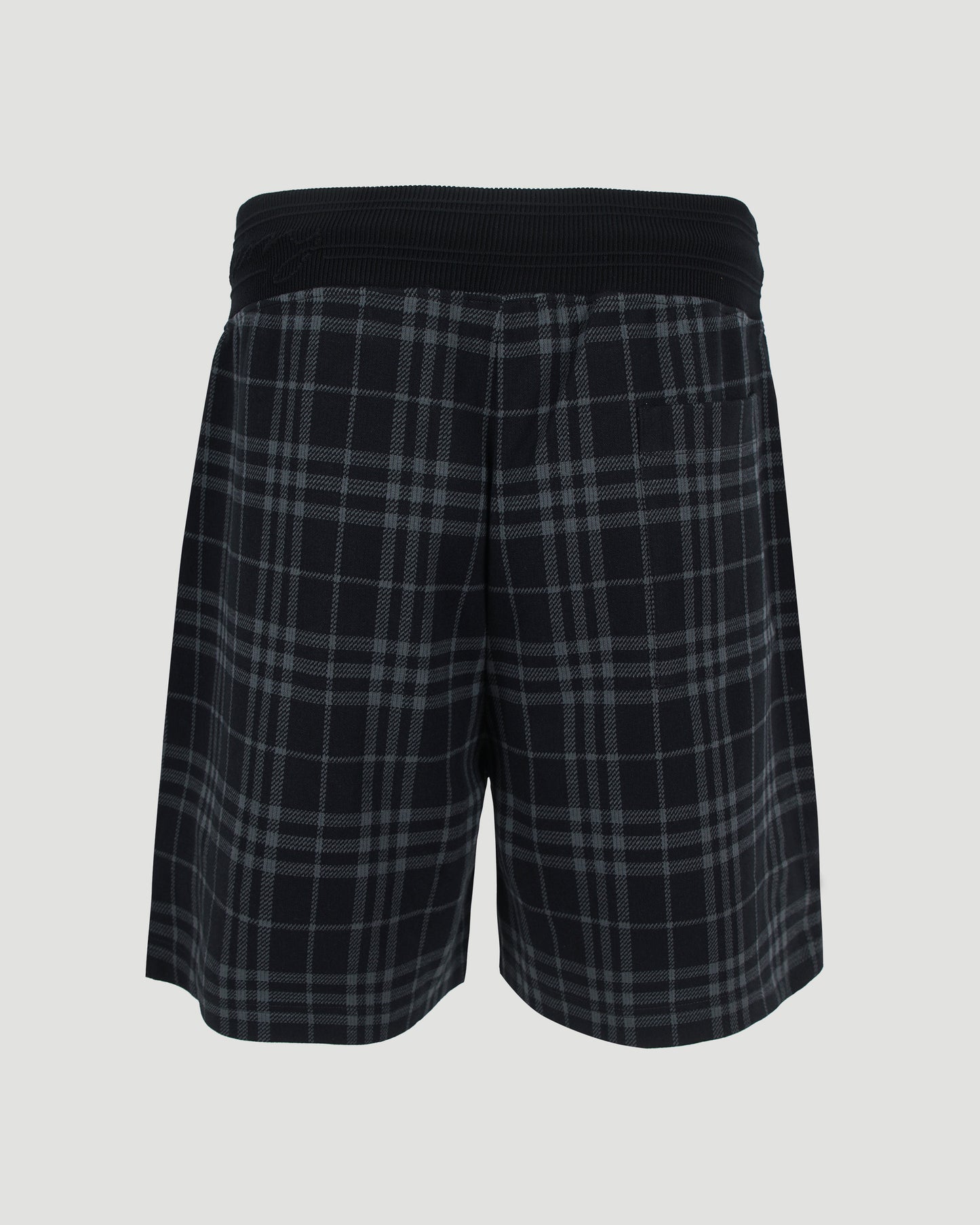 Check Stretch Cotton Blend Shorts in Ink