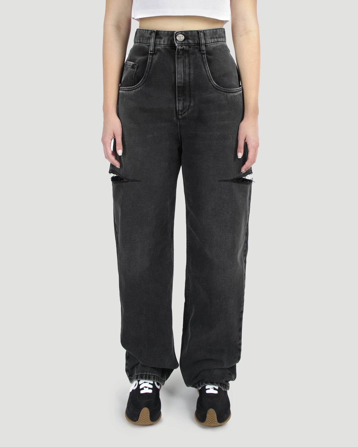 Cut-Out Jeans in Black