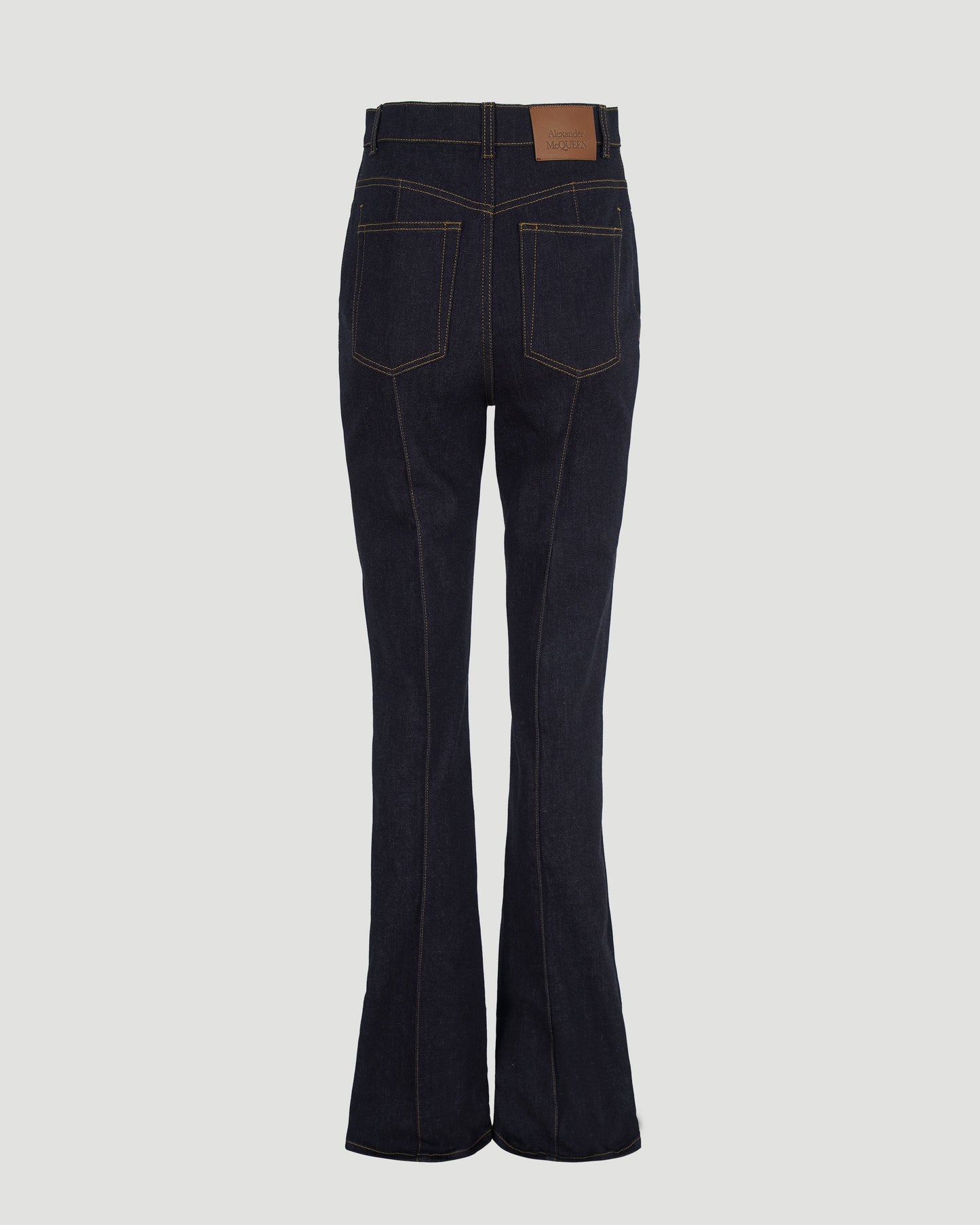 High-Waisted Straight Leg Jeans in Dark Denim