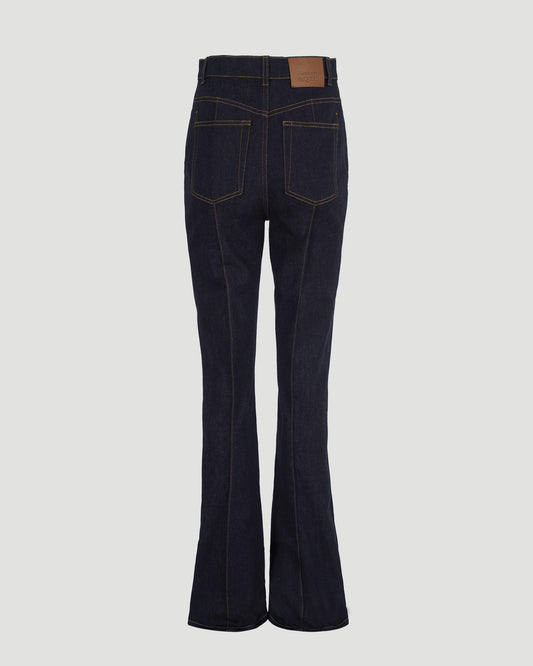 High-Waisted Straight Leg Jeans in Dark Denim