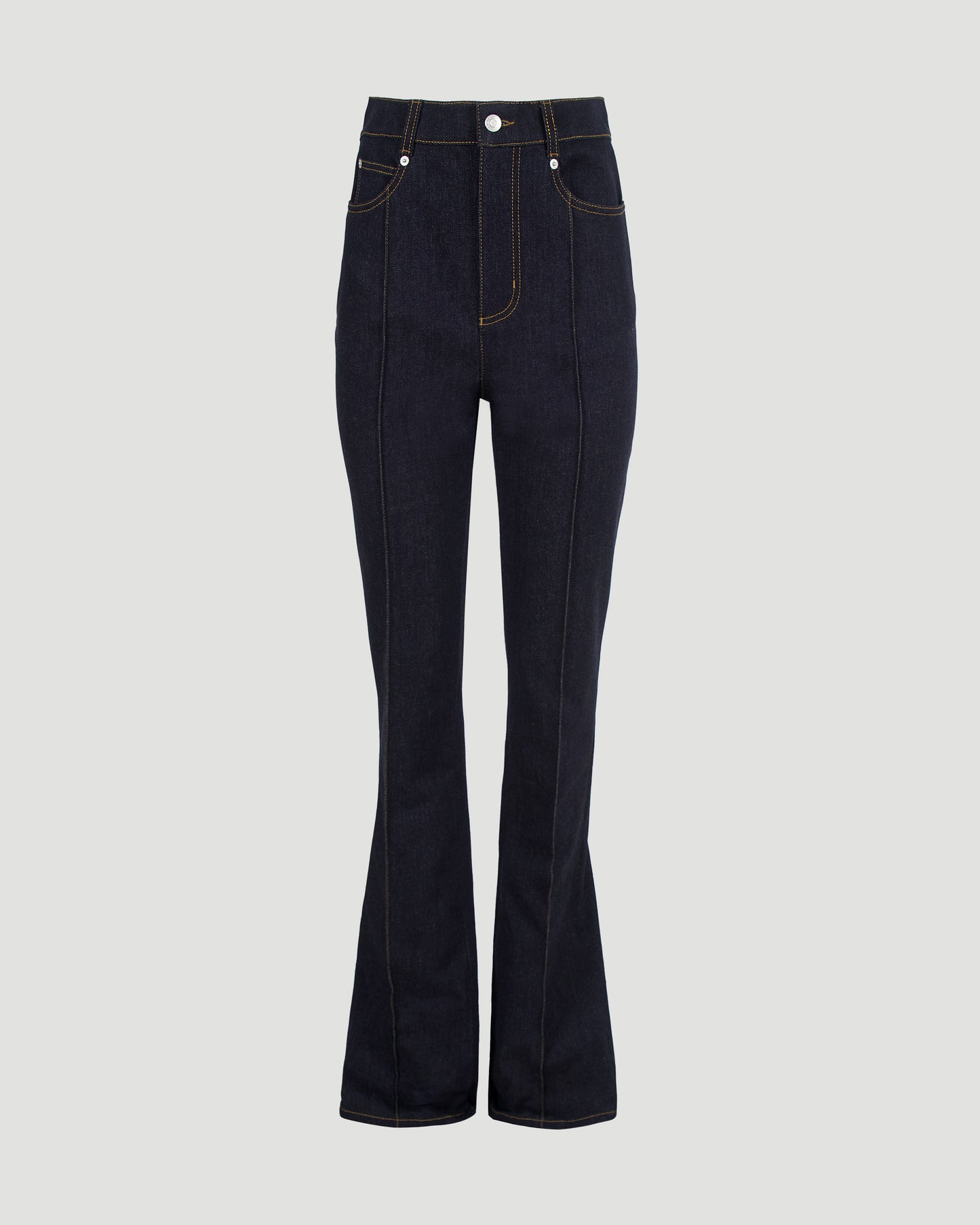 High-Waisted Straight Leg Jeans in Dark Denim