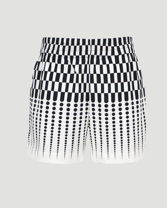Shorts in Black And White Geometric Print