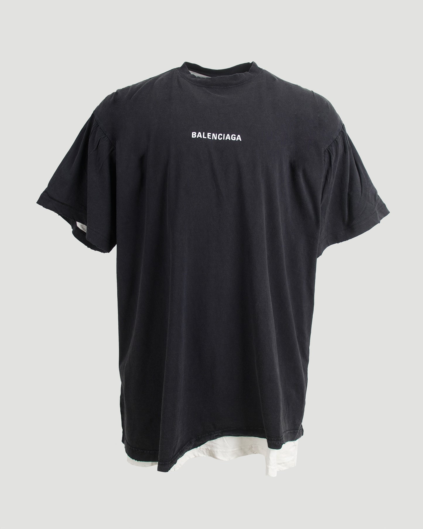 Balenciaga Back Double T-Shirt in Washed Black