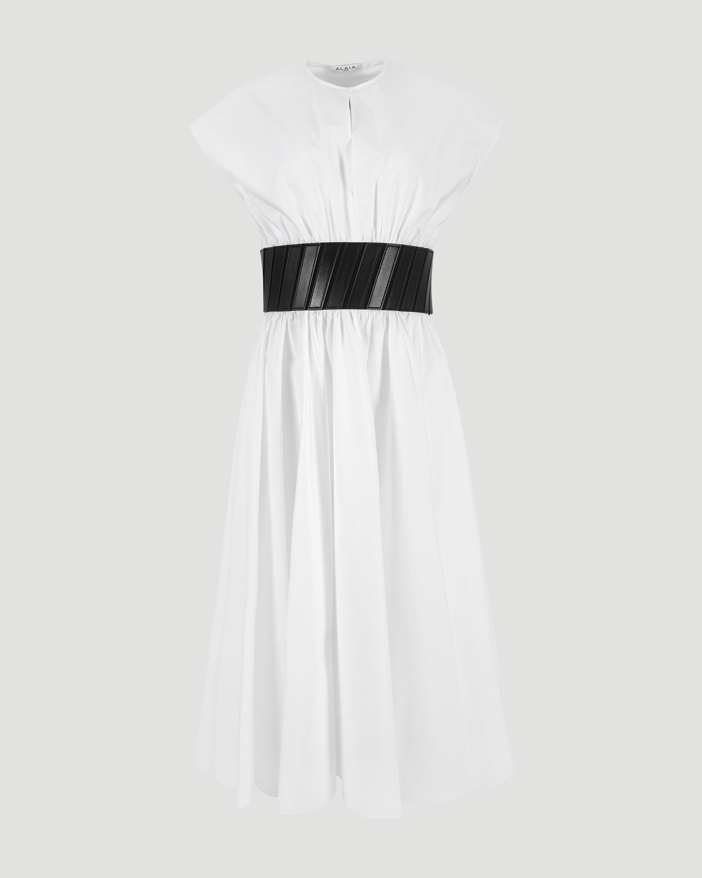 Belted Cotton-Poplin Midi Dress