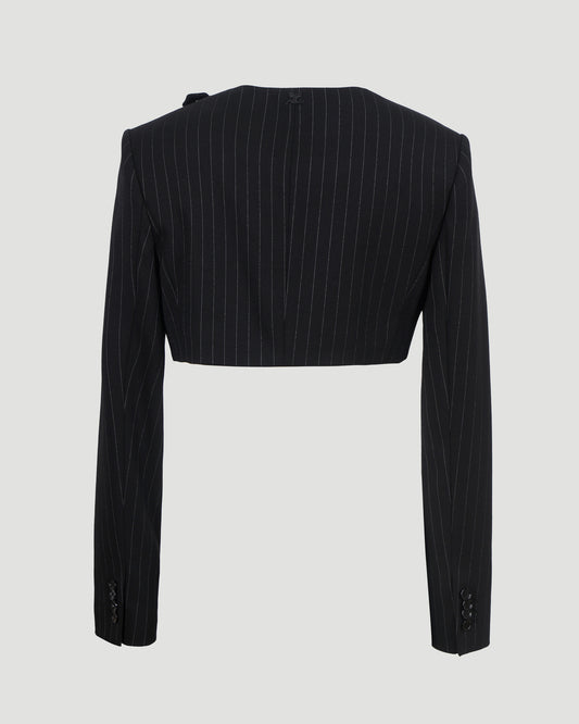 Pinstripe-pattern cropped jacket