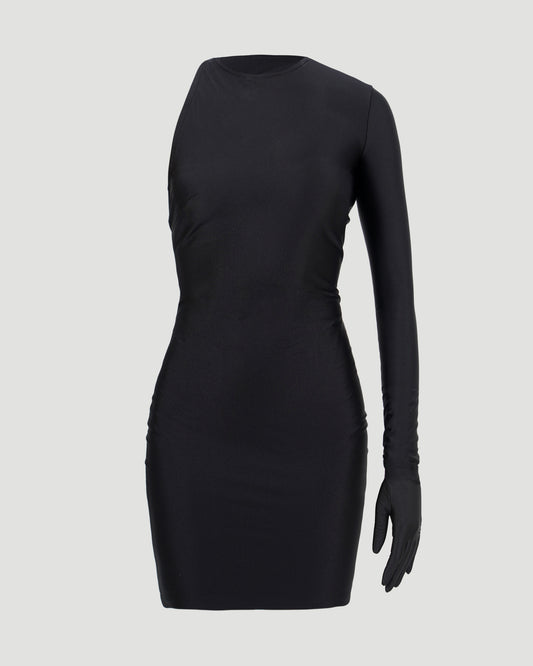 CUT-OUT ONE SHOULDER DRESS IN BLACK
