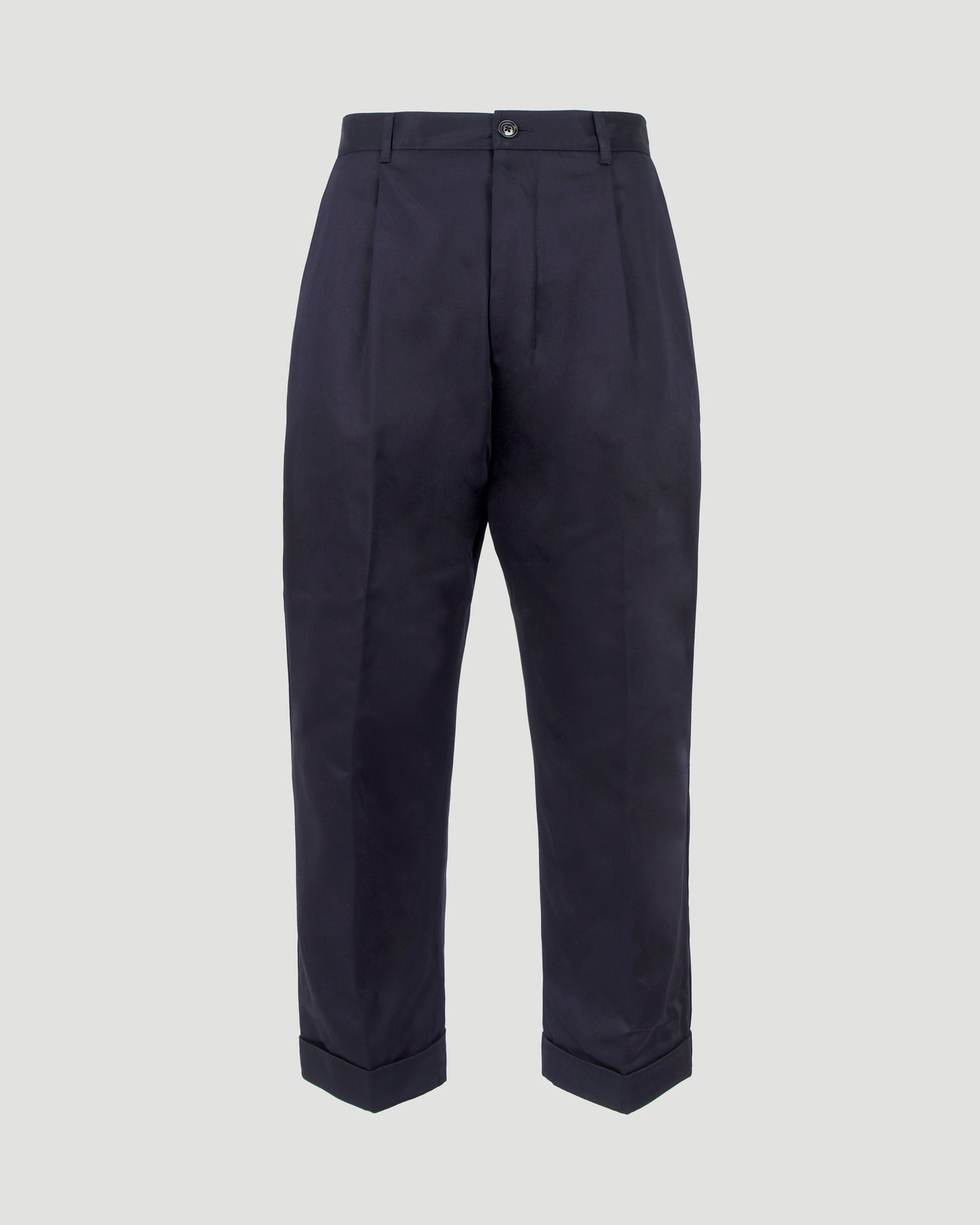 Cotton Carrot Oversized Trousers in Navy Blue
