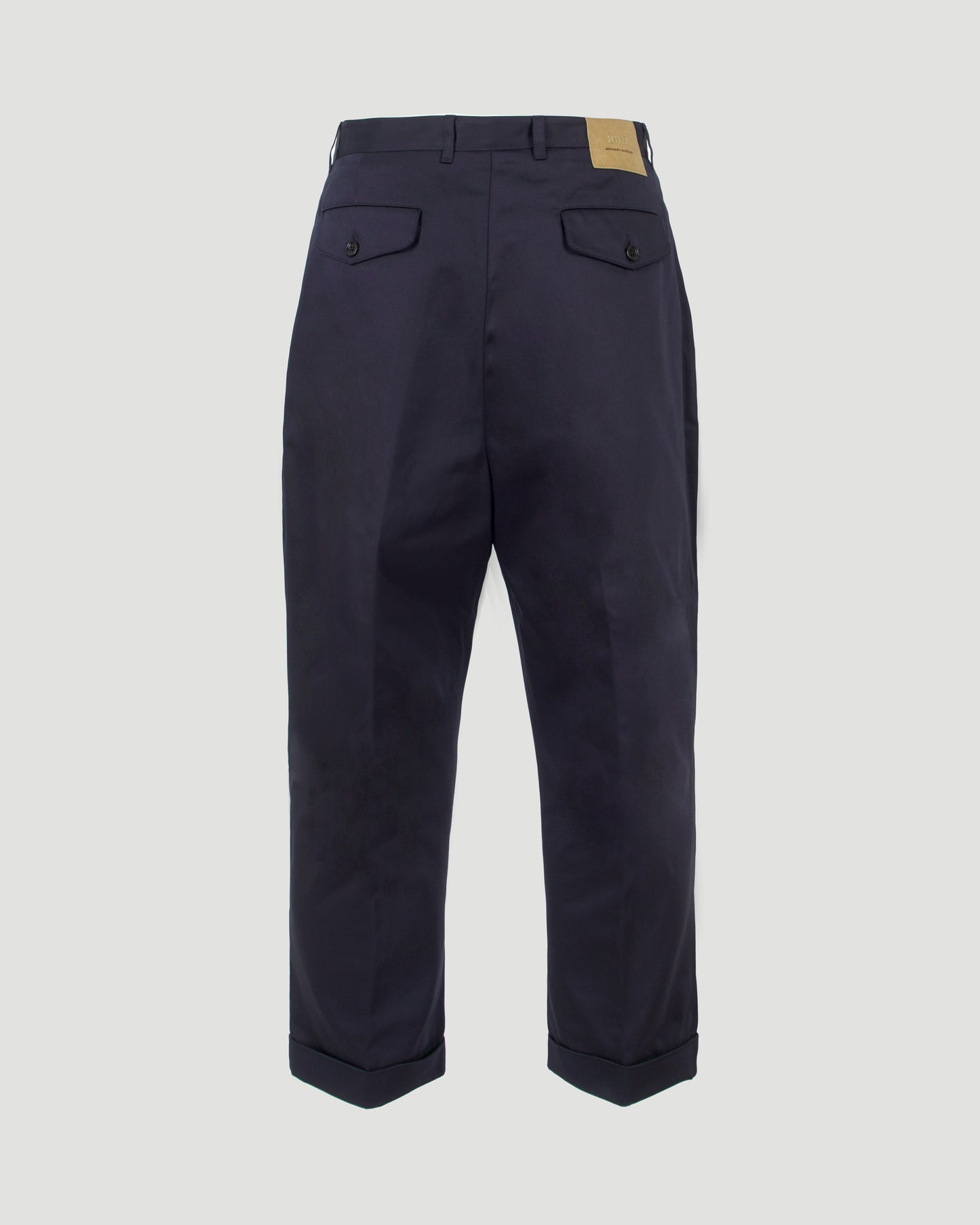 Cotton Carrot Oversized Trousers in Navy Blue