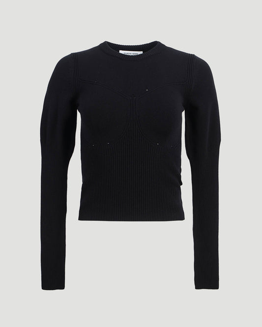 Ribbed-knit paneled sweater