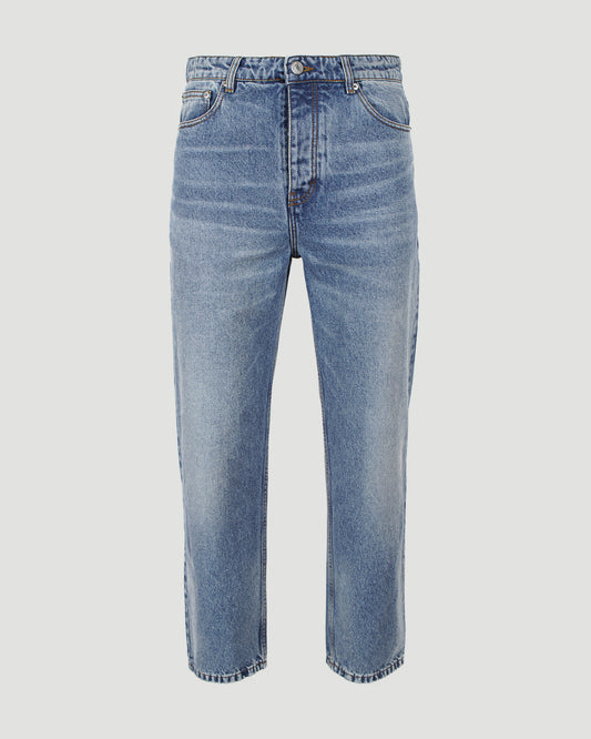 Blue Cotton Tapered Fit Jeans