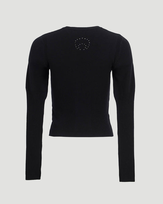Ribbed-knit paneled sweater