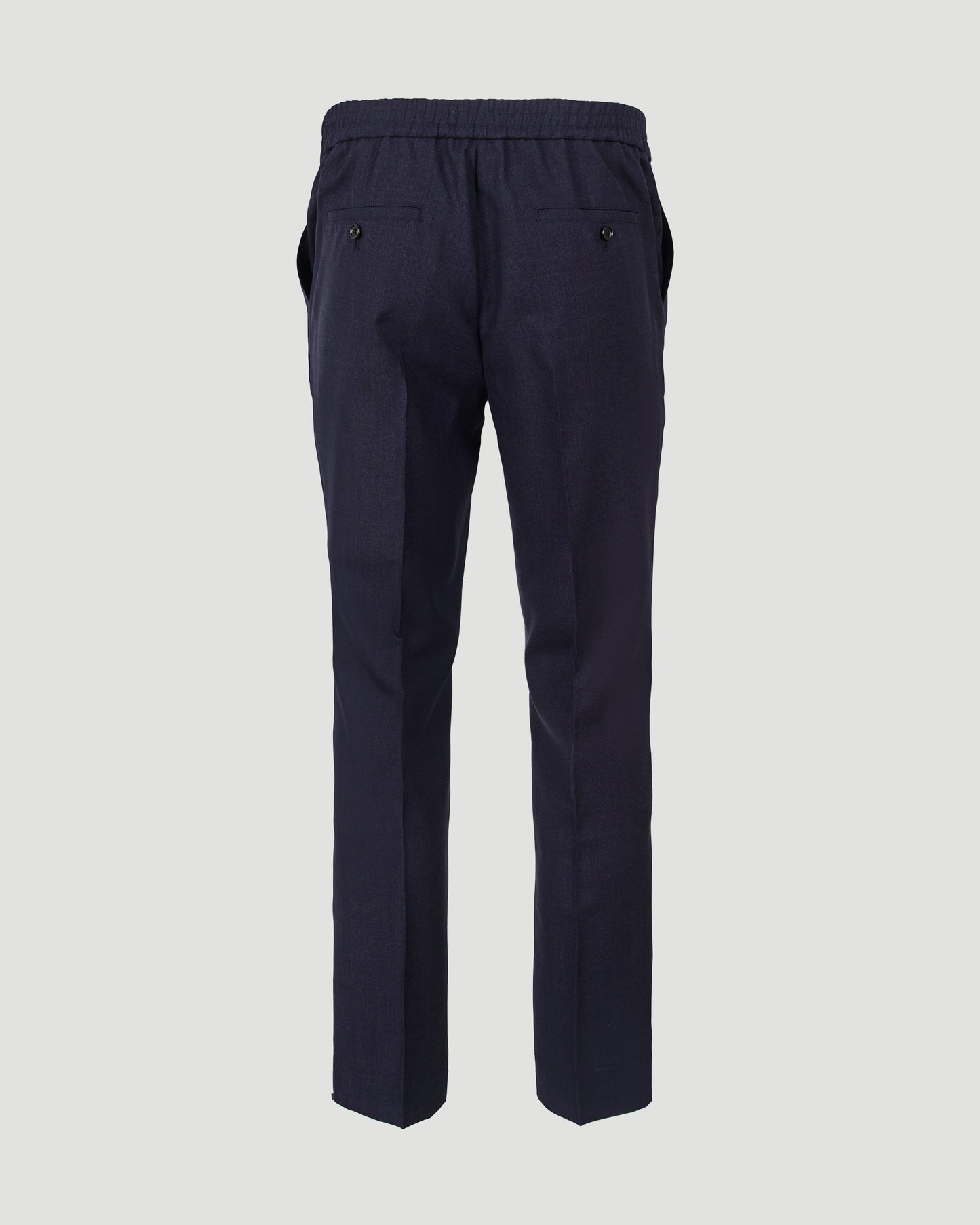 Wool Elasticated Waist Trousers in Navy Blue