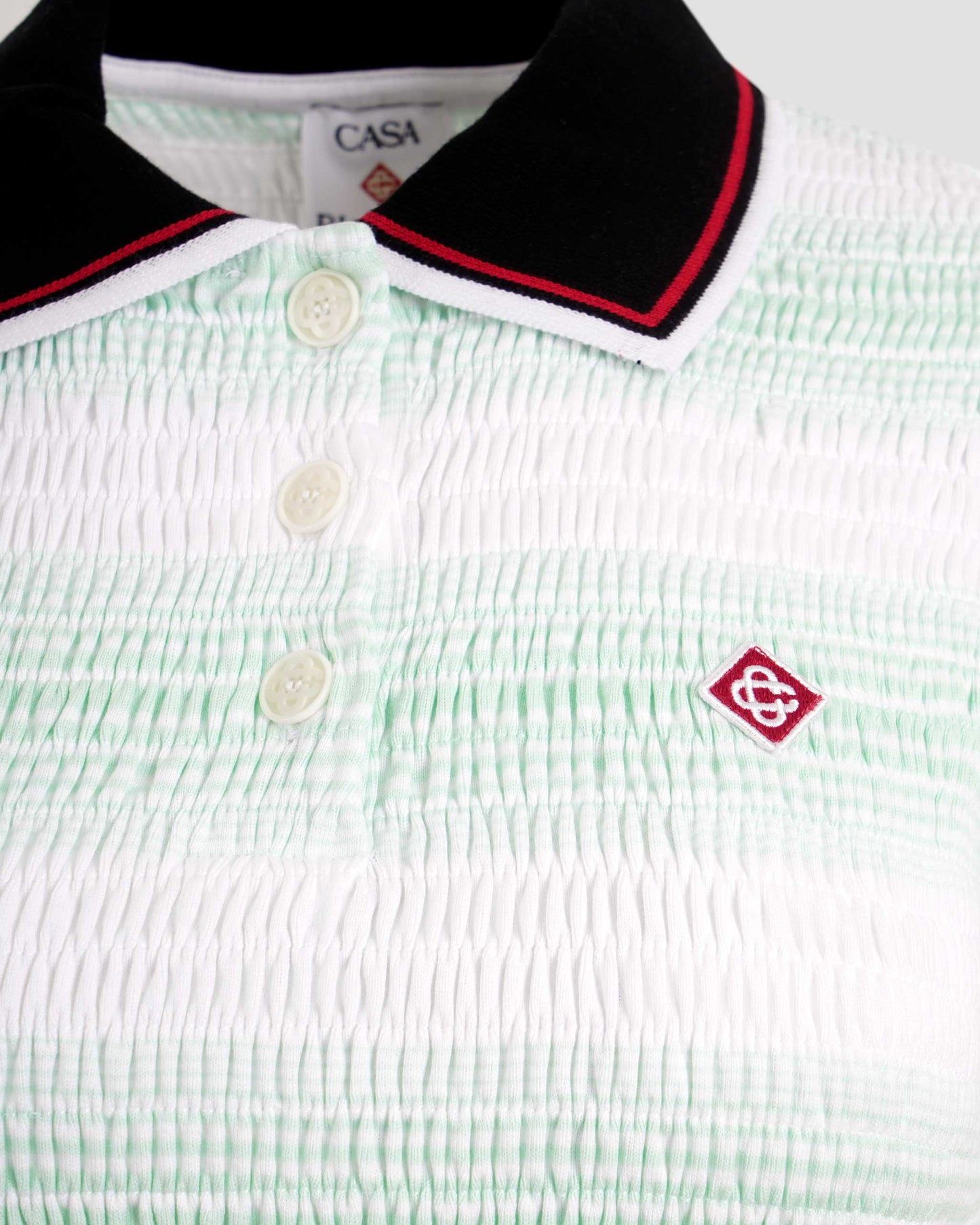 Stripe Shirred Polo Shirt