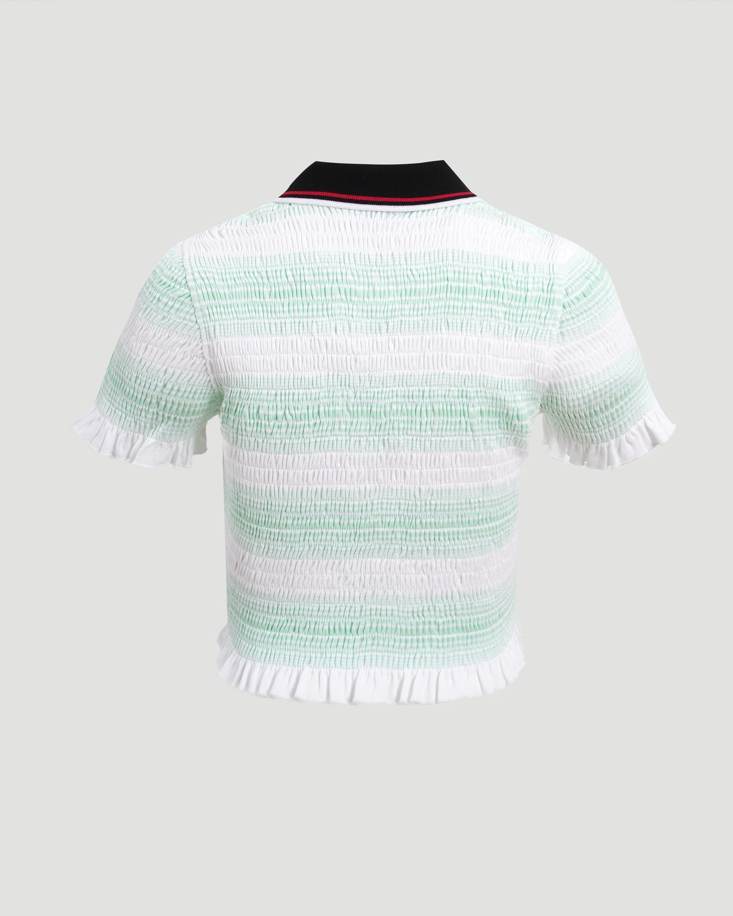 Stripe Shirred Polo Shirt