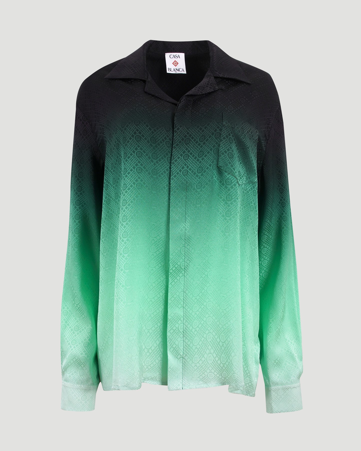 Gradient Ping Pong Jacquard Long-Sleeve Silk Shirt