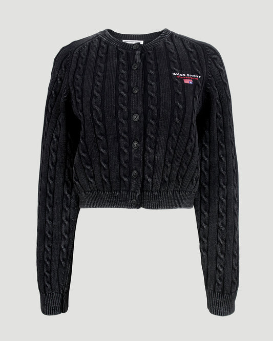 Organic Cotton Cable-Knit Cropped Cardigan