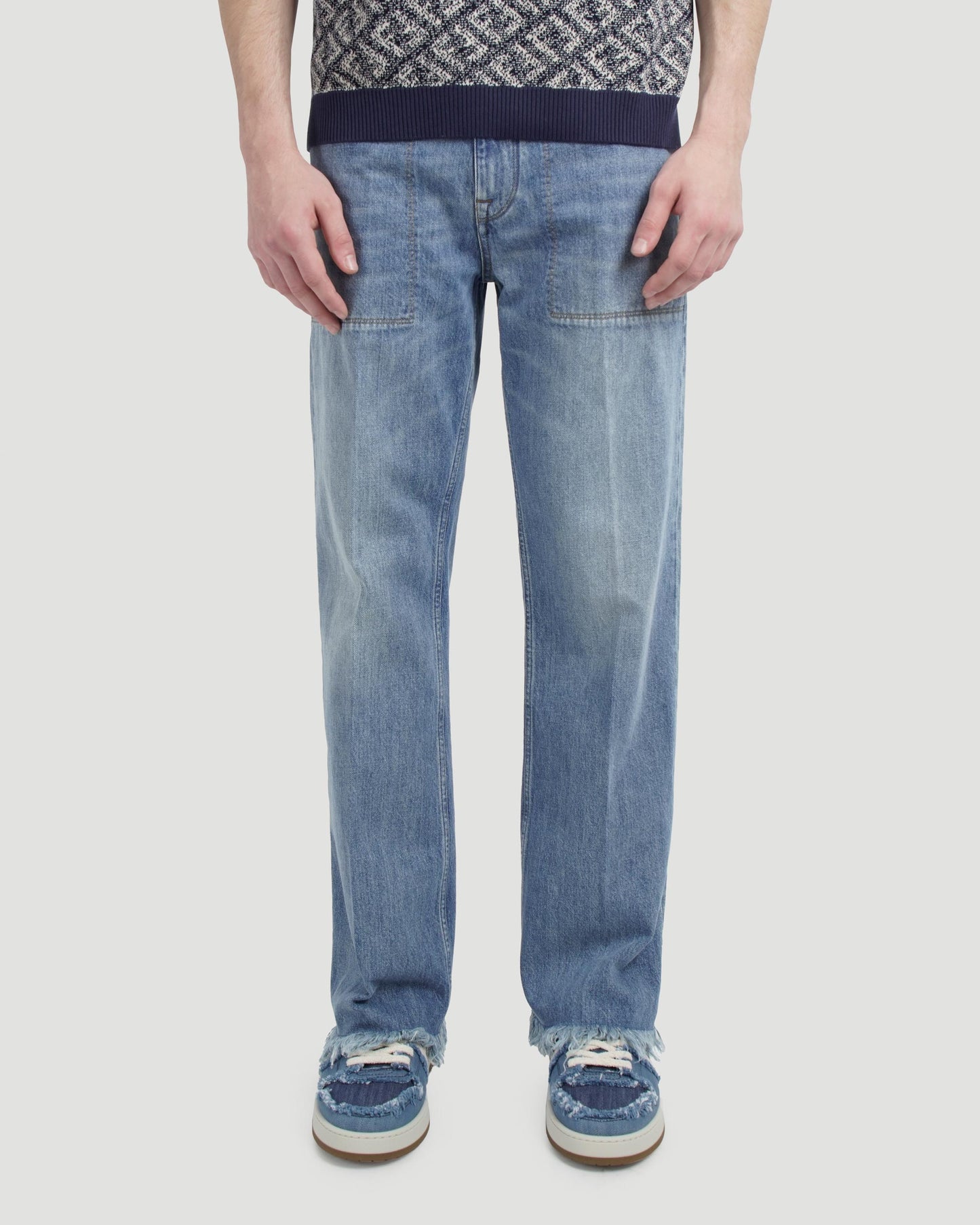 Blue denim trousers