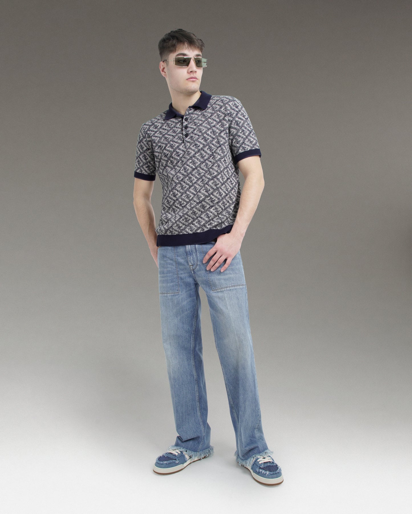 Blue denim trousers