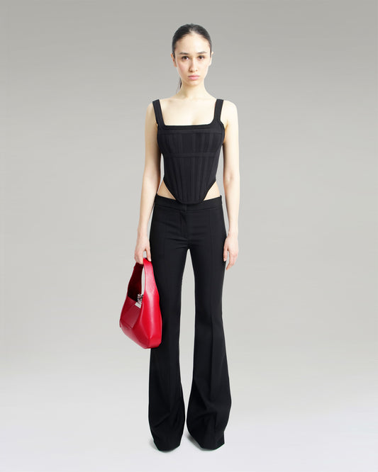 Low-waisted Tailored Trousers in Black