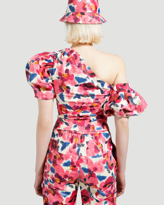 Aniba Floral printed leather top