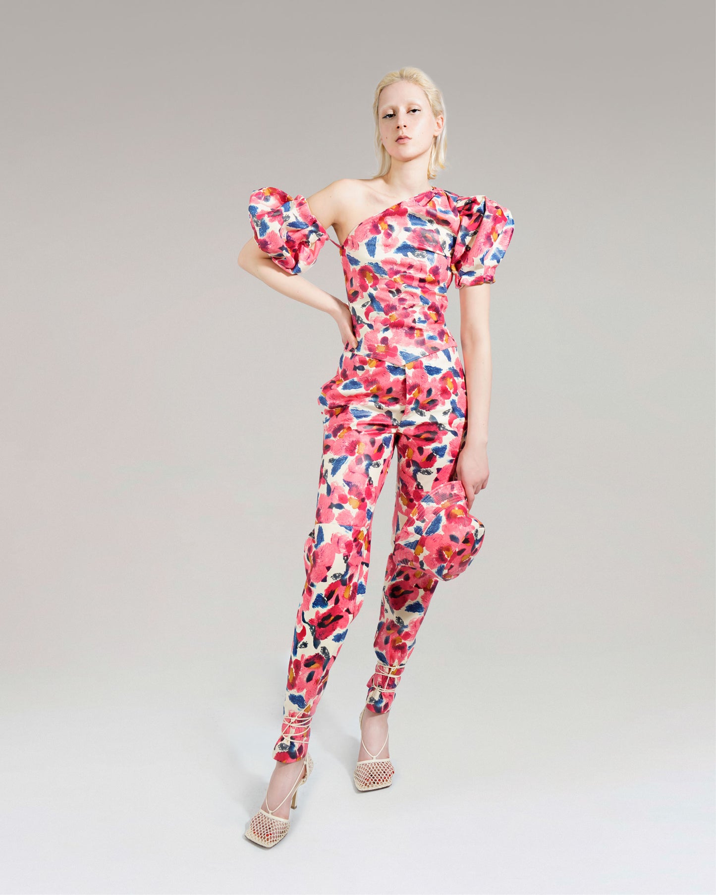 Aileno Floral printed leather trousers
