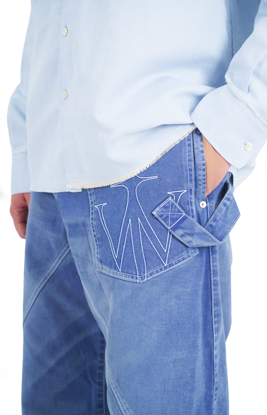 JW Anderson Twisted Workwear Denim Jeans in French Blue — product photo 3