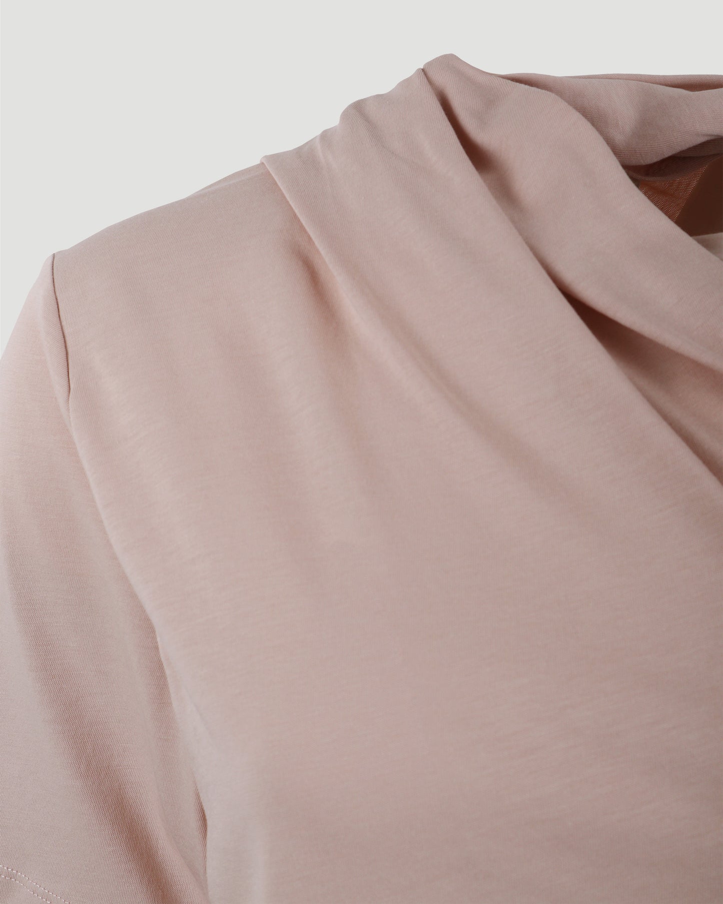 Tee with draped neckline in pink