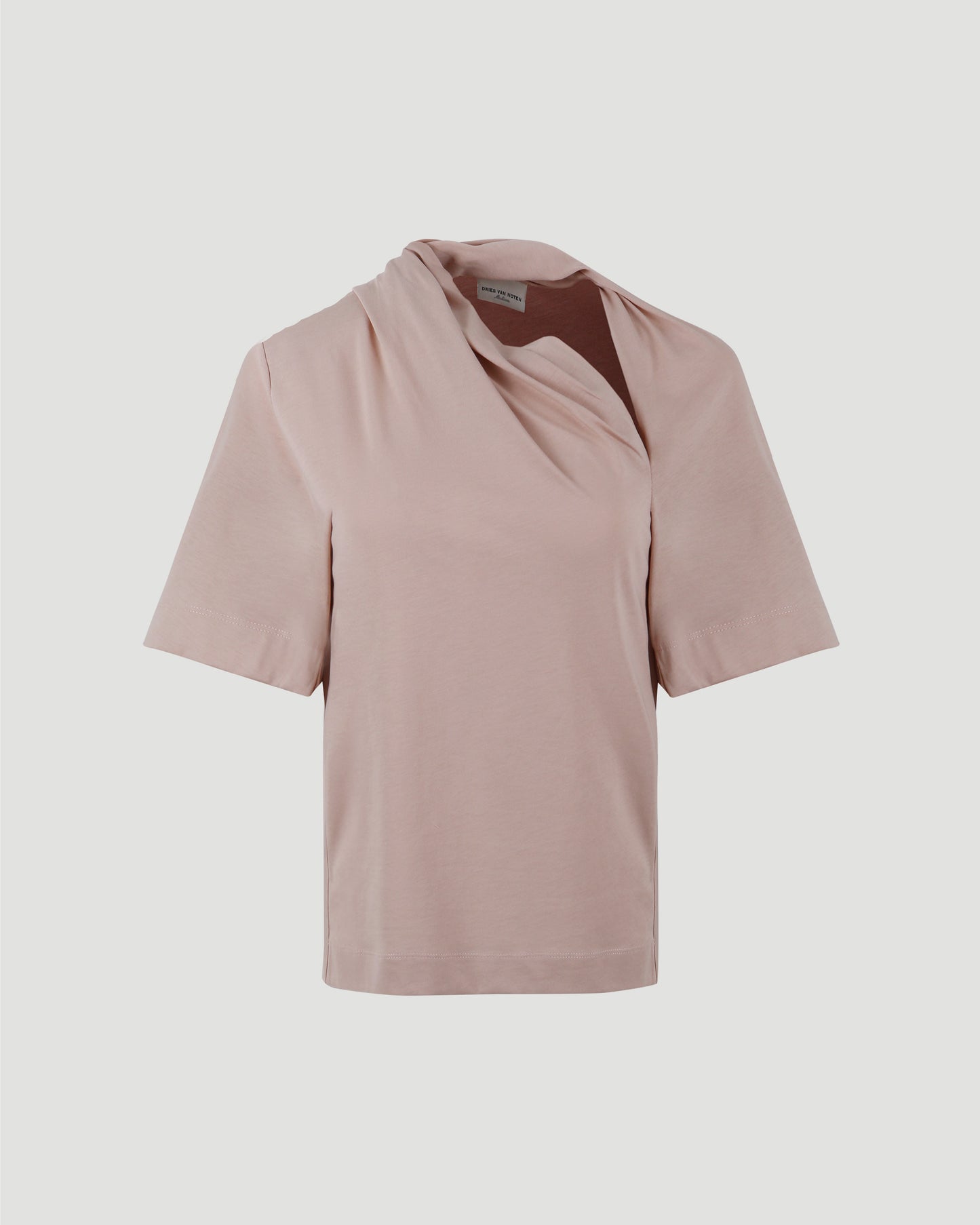 Tee with draped neckline in pink