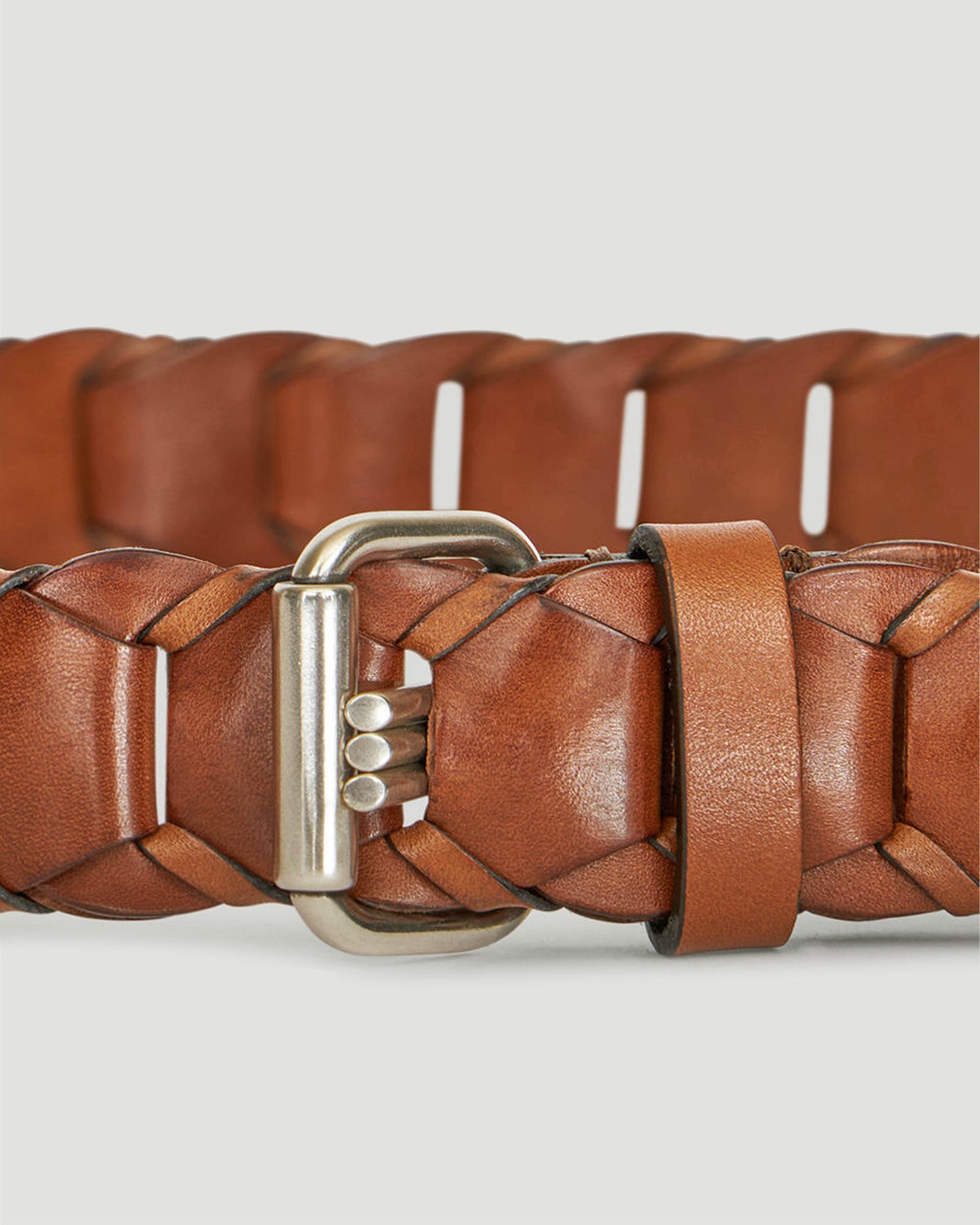 Woven Leather Belt in Brown