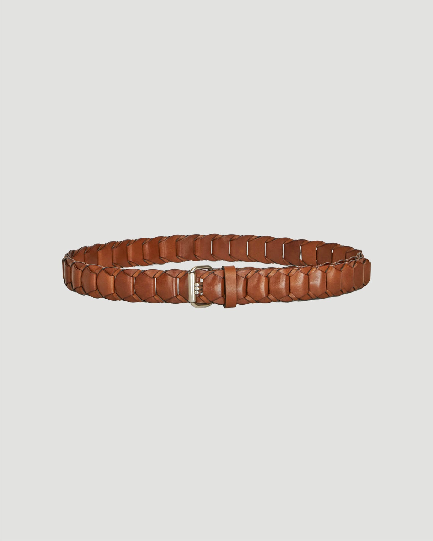 Woven Leather Belt in Brown