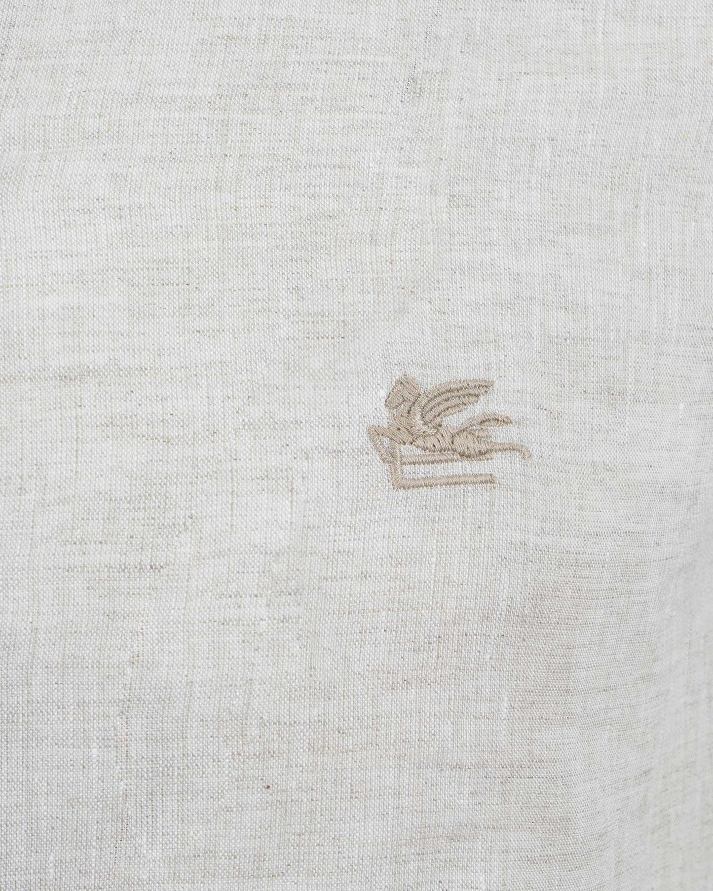 Pegaso logo linen shirt in beige