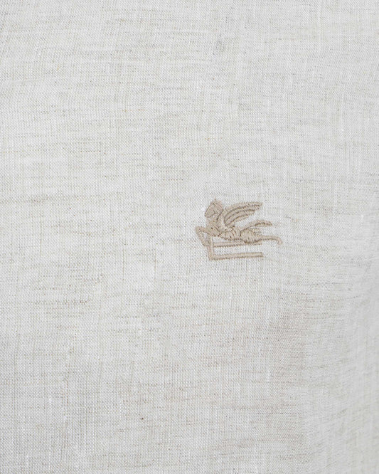 Pegaso logo linen shirt in beige