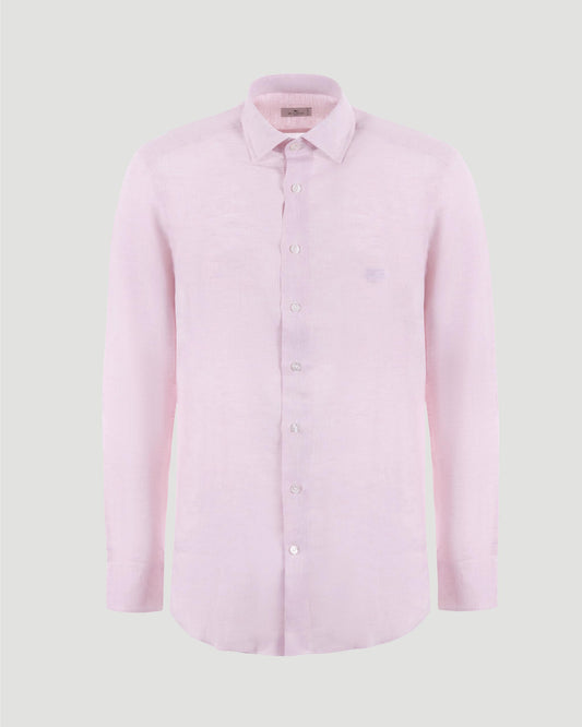 Pegaso Logo Linen Shirt in Pink
