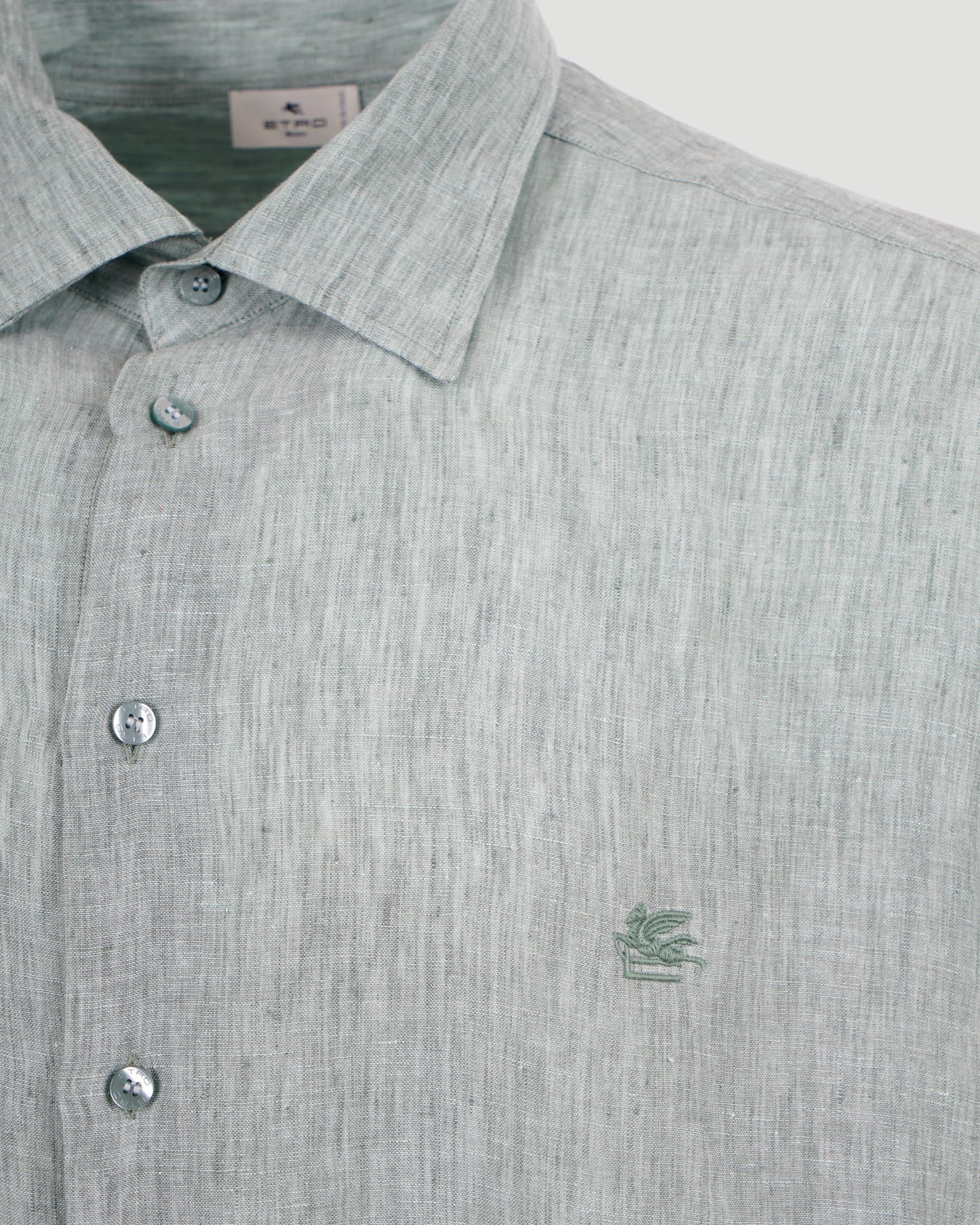 Pegaso logo linen shirt in green