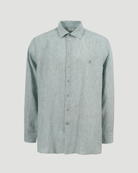 Pegaso logo linen shirt in green