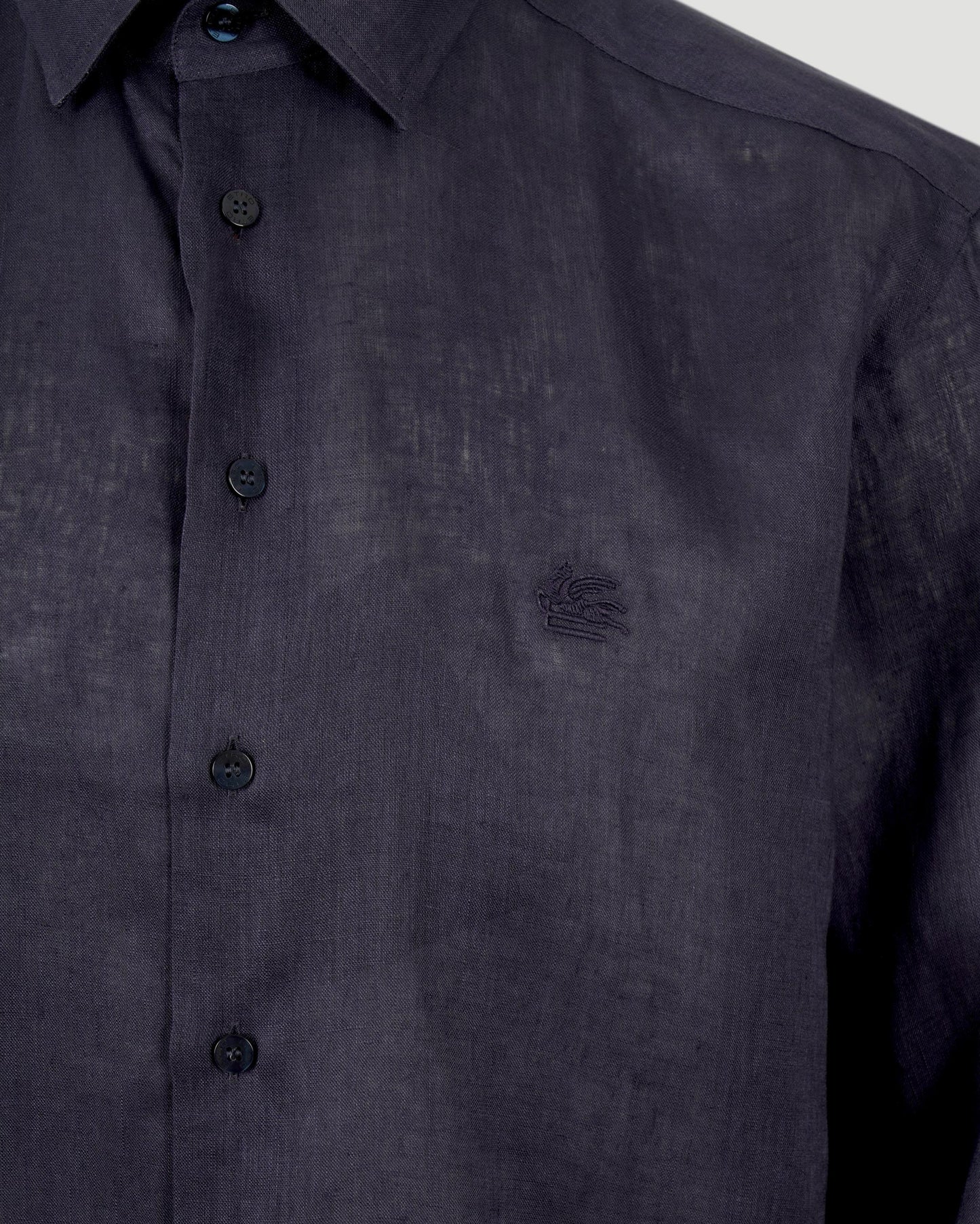 Pegaso Logo Linen Shirt in Navy