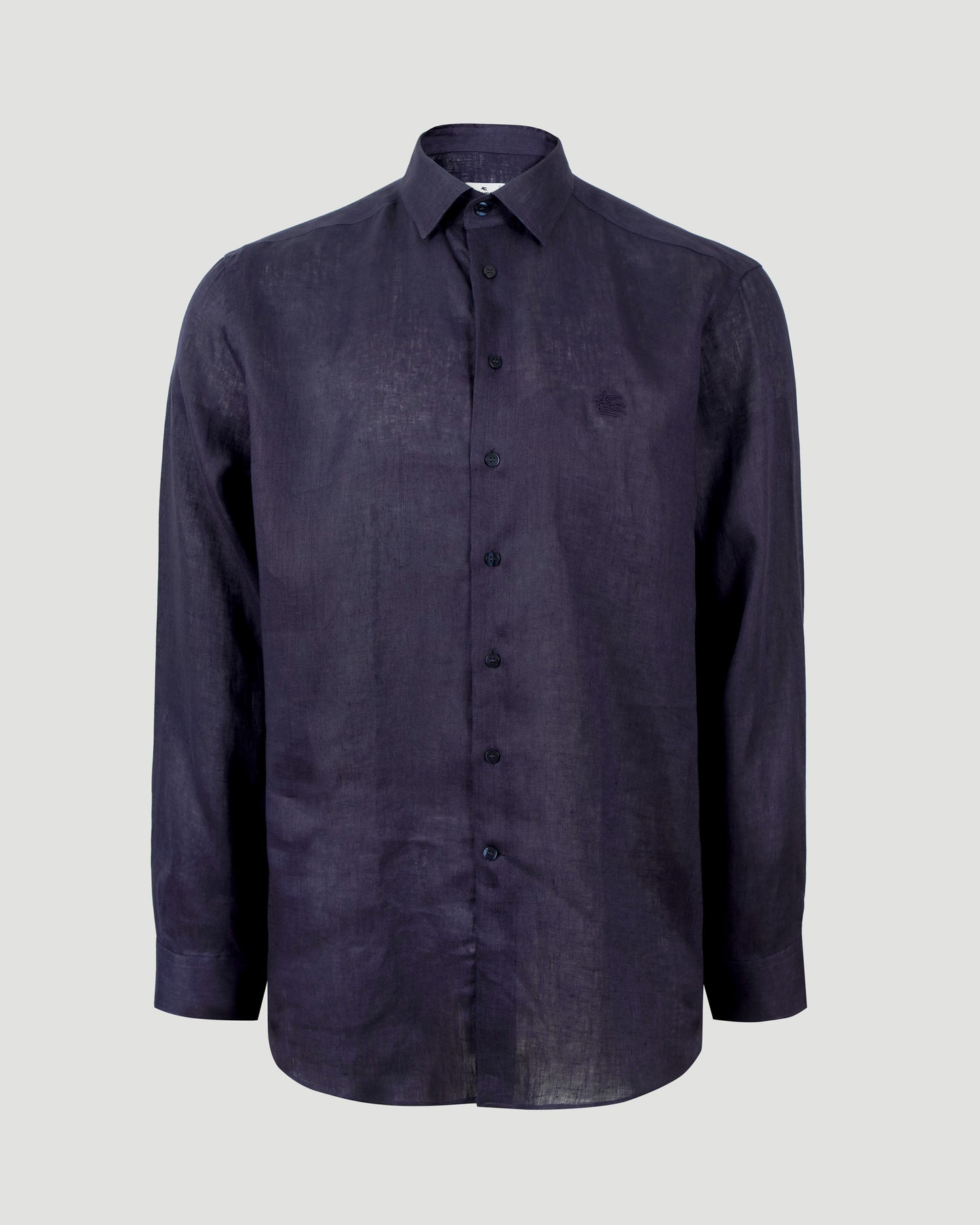 Pegaso Logo Linen Shirt in Navy